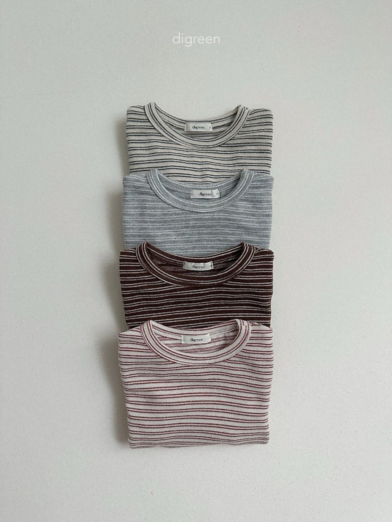 韓国子供服 / Digreen / 26Autumn / stripe latte tee / 長袖Tシャツ *S~XXL*