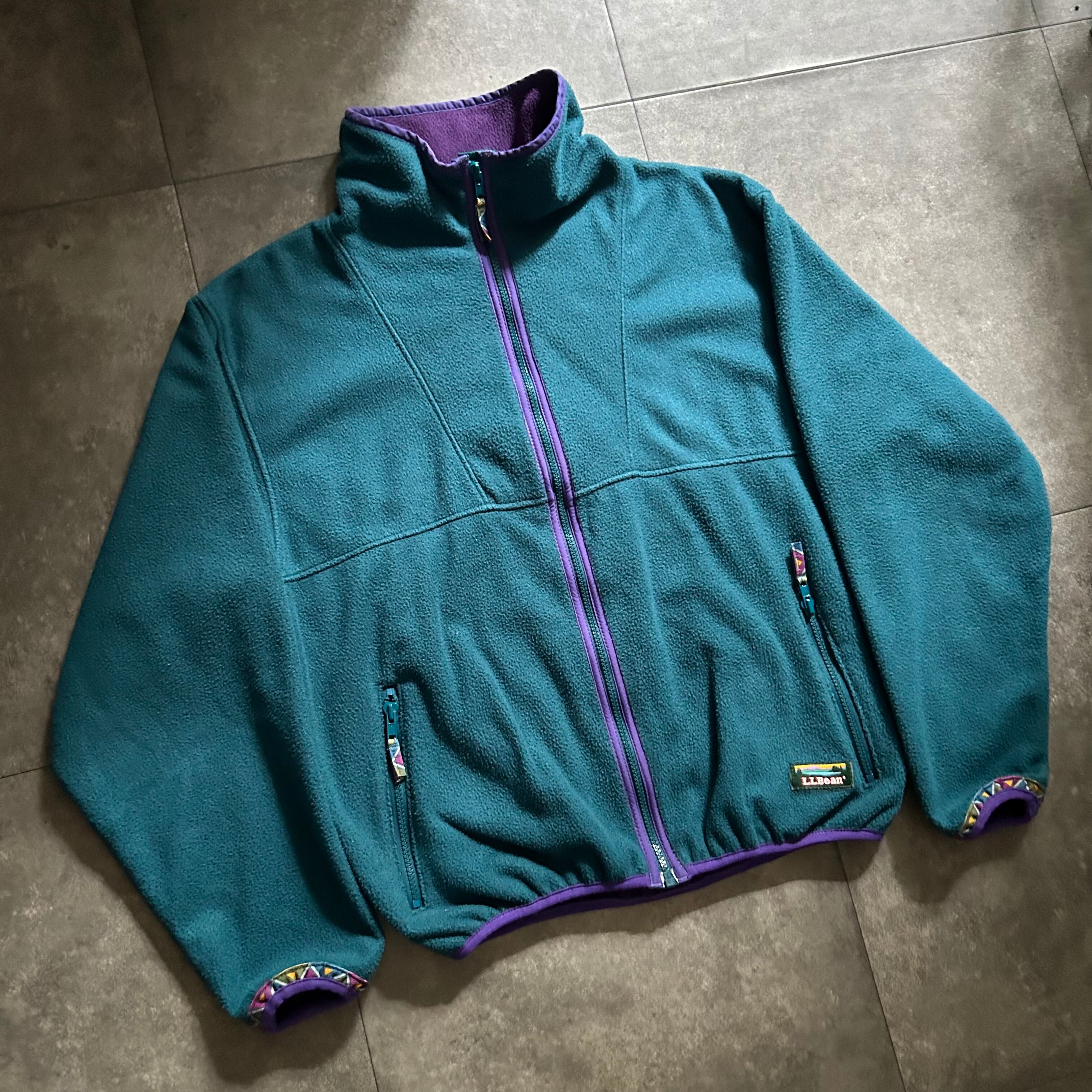 メンズ 80s L.L.Bean ジップアップフリース ターコイズ L アメリカ製