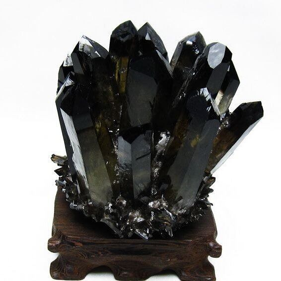 モリオン クラスター 黒水晶 原石 台座付属 一点物 182-8397