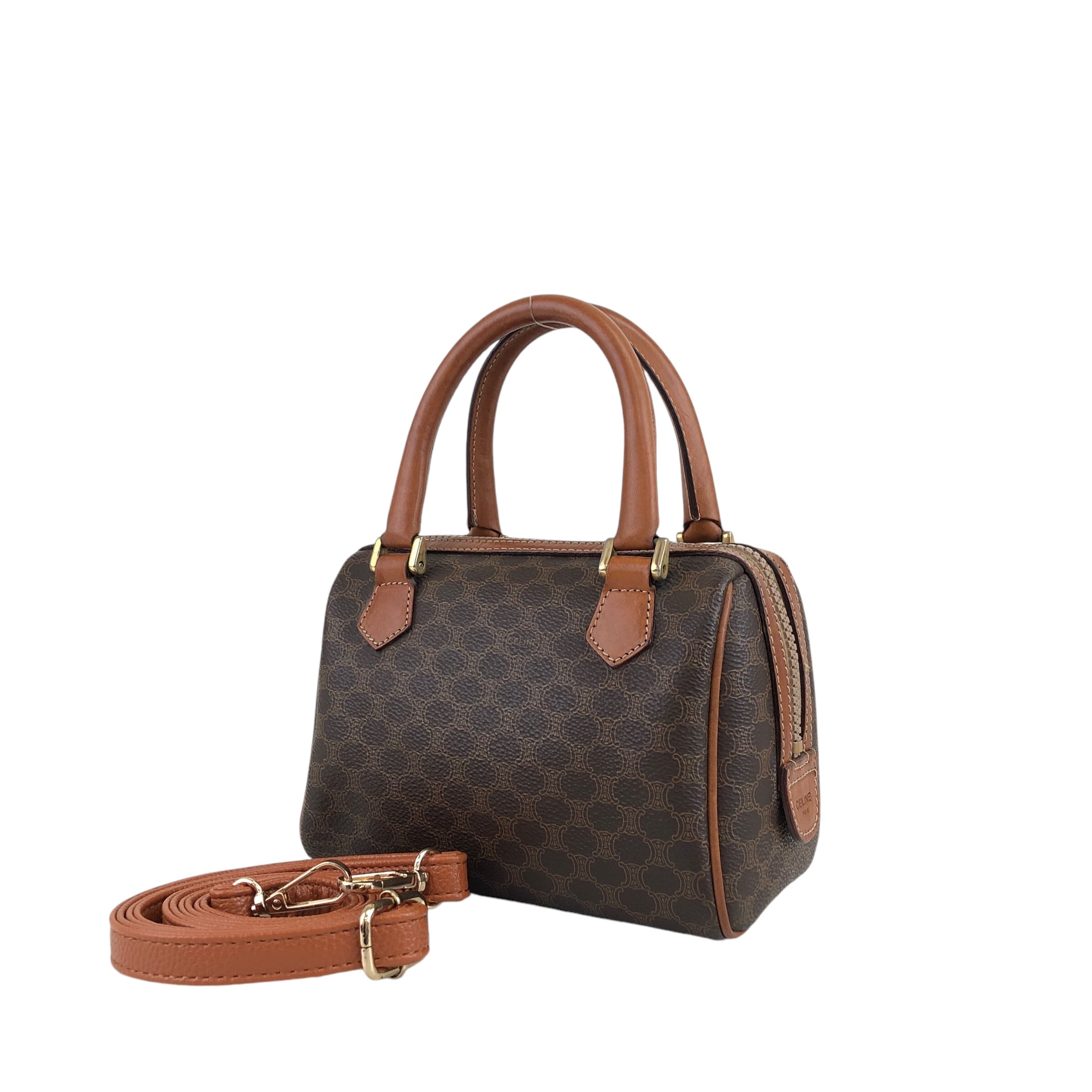 セリーヌ ヴィンテージ マカダム ミニ ボストンバッグ ハンドバッグ 美品 CELINE（セリーヌ） ヴィンテージ マカダム ミニボストンバッグ