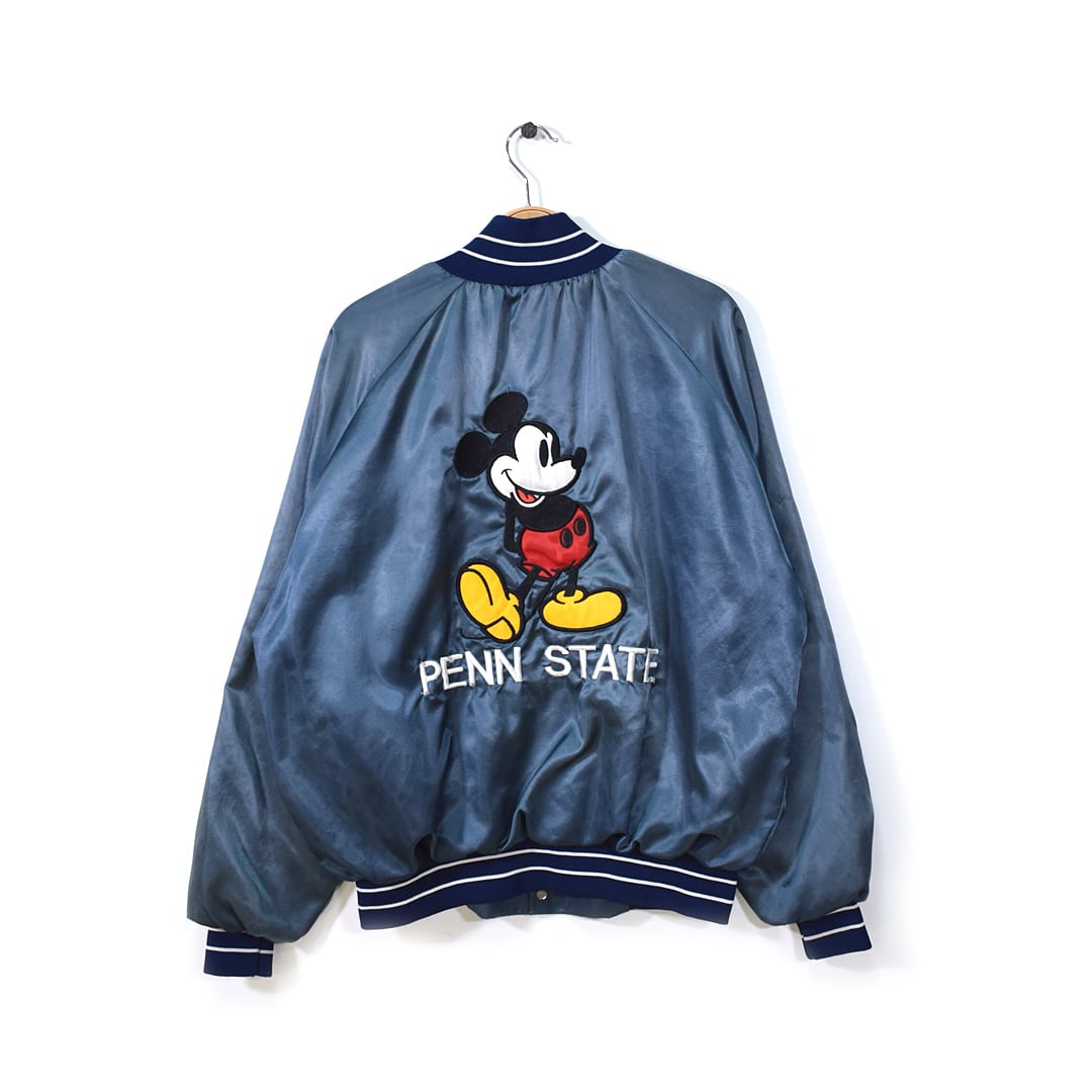 80s ミッキーマウス USA製 ディズニー ヴィンテージ ナイロンジャケット サテンブルゾン PENN STATE ペンシルベニア州立大学 サイズL  古着 @DZ0380 | ヤング衣料店 powered by BASE