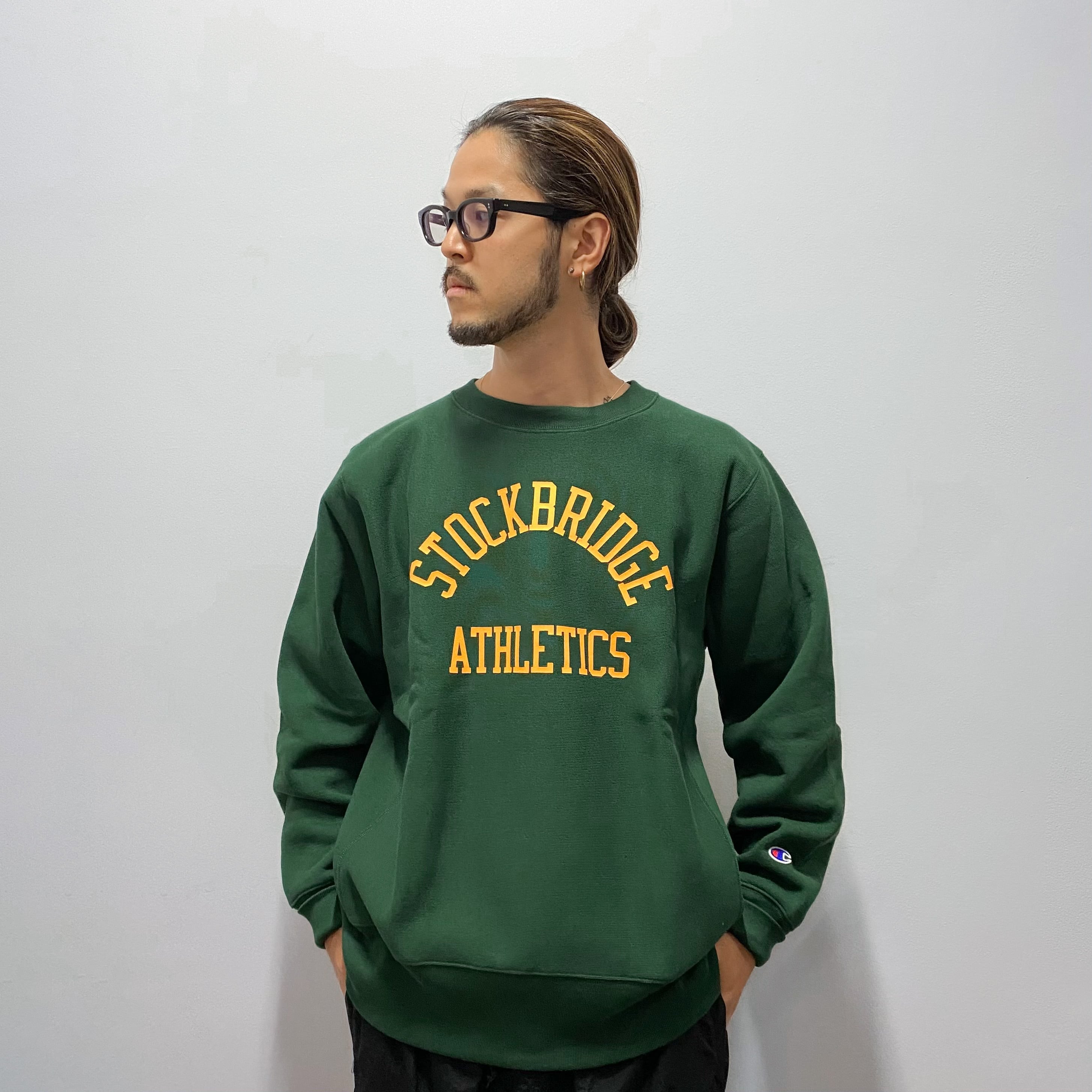 Champion Reverse Weave Crew Neck Sweat Shirt - ボトルグリーン ブラック L XL（チャンピオン  リバースウィーブ クルーネック スウェットシャツ）