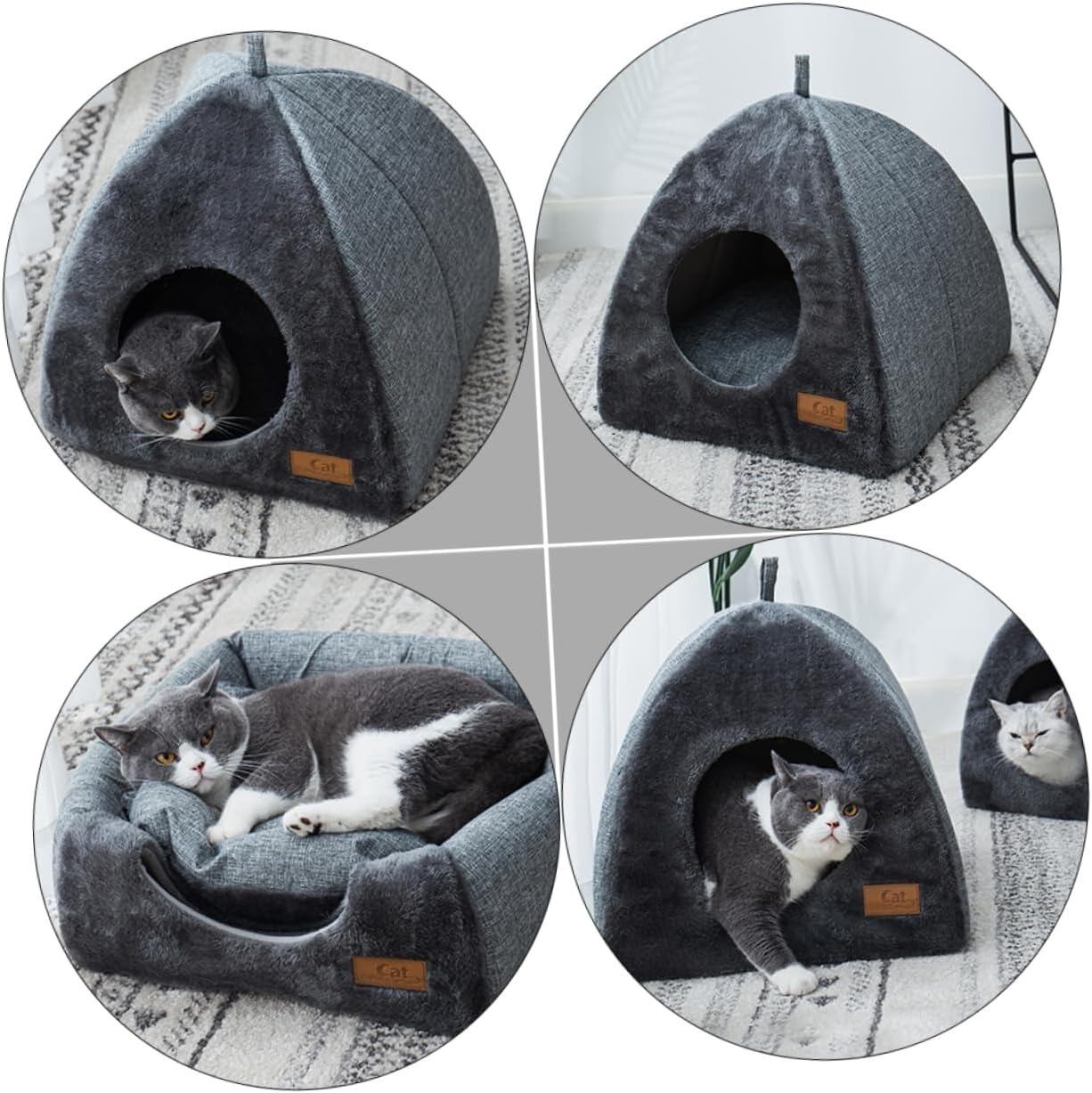 ペットハウス 猫 ペットベッド 冬 ネコ 三角屋根 クッション 柔らかい