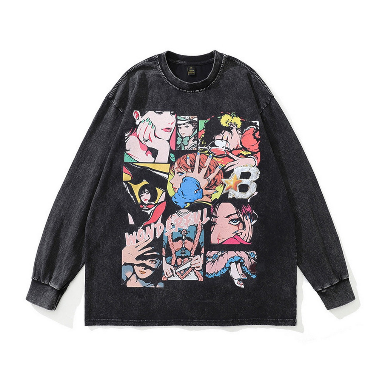 VINTAGE ストリート マンガプリント Tシャツ T1510