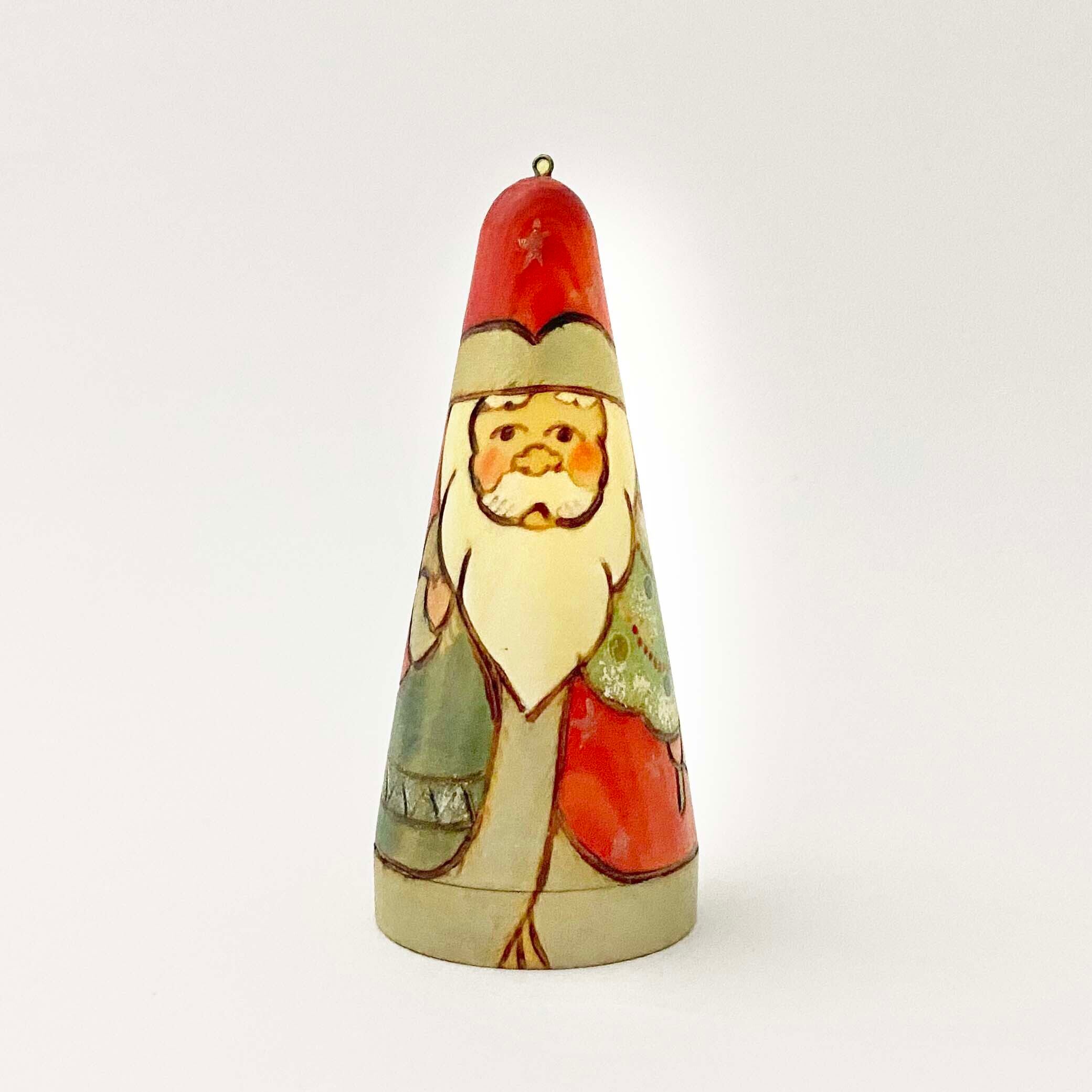 サンタ 焼ごて描彩 円錐オーナメント（コブロフ工房）