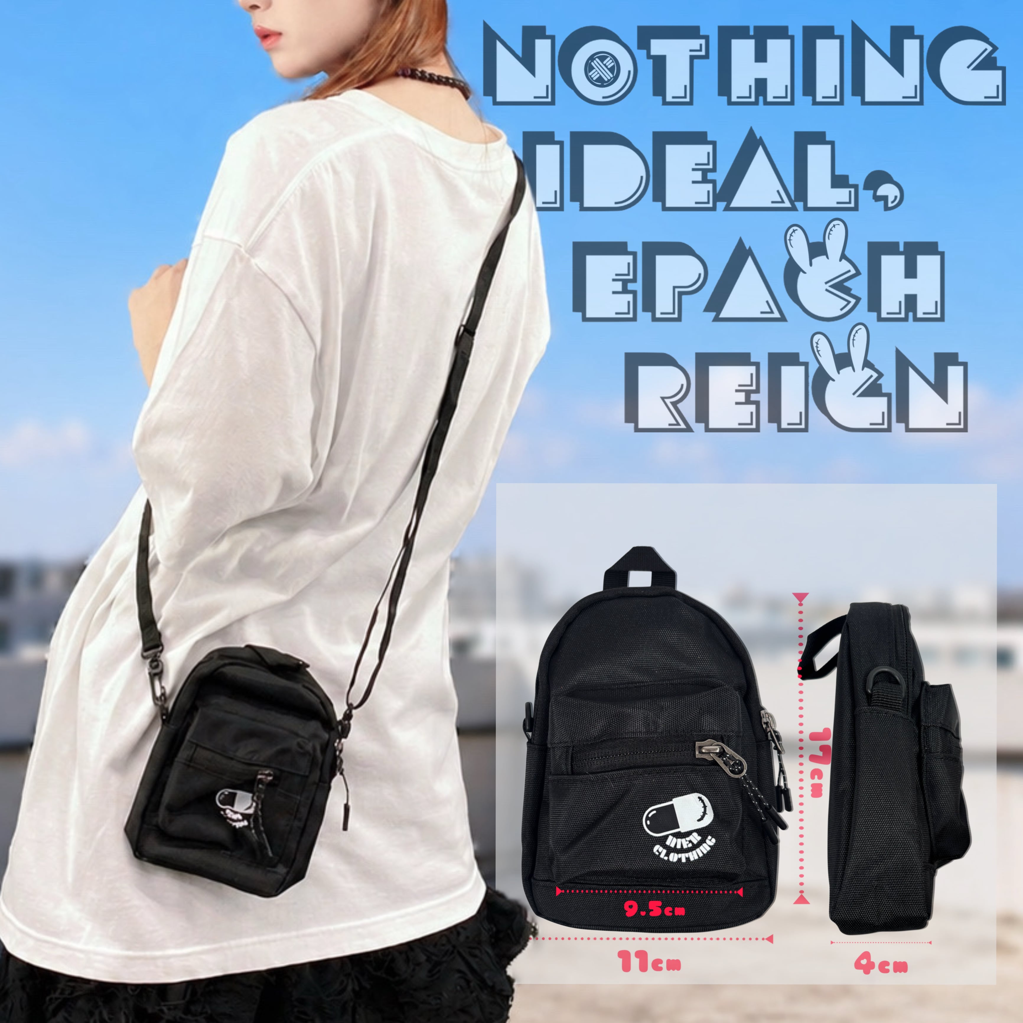 NieR DESIGN刺繍2WAY BODY BAG【BLACK】 ×2点 訳あり大特価》CAPSULE MINI BAG【BLACK】 | NIER CLOTHING