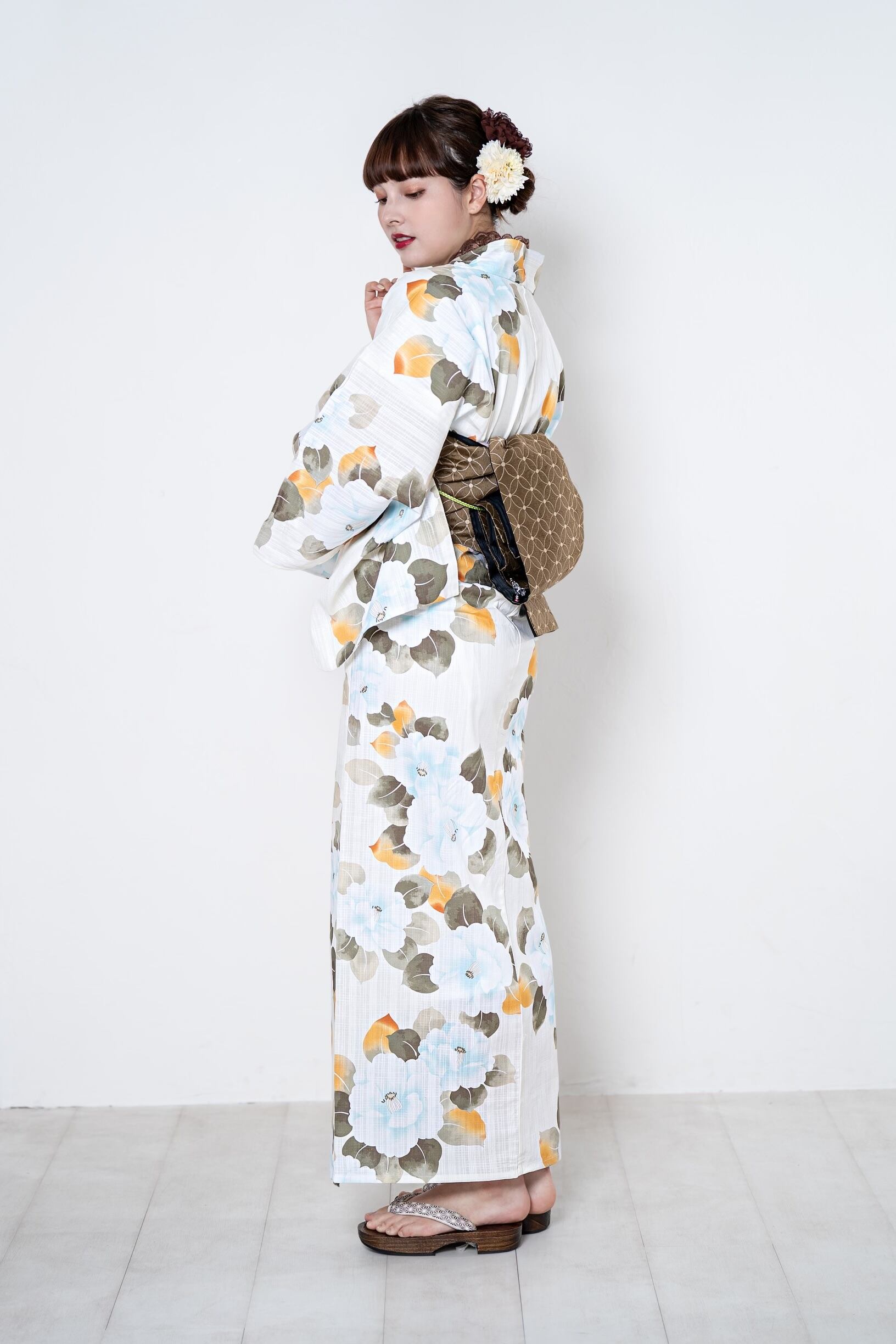 浴衣ジェンヌ 浴衣ジェンヌ 浴衣 単品 ゆかた レディース浴衣 白地 青 紺