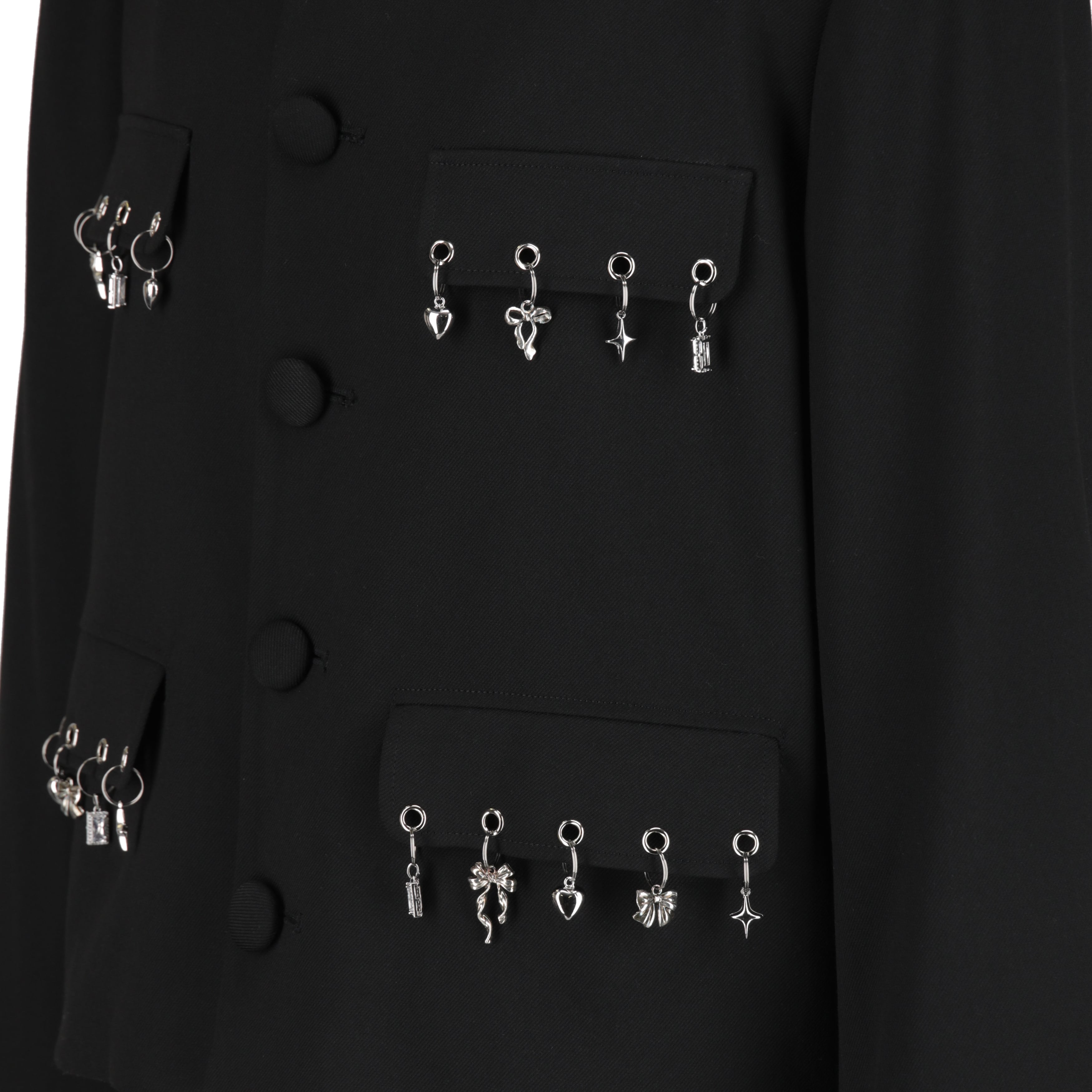 ノーカラーチャームジャケット　BLACK