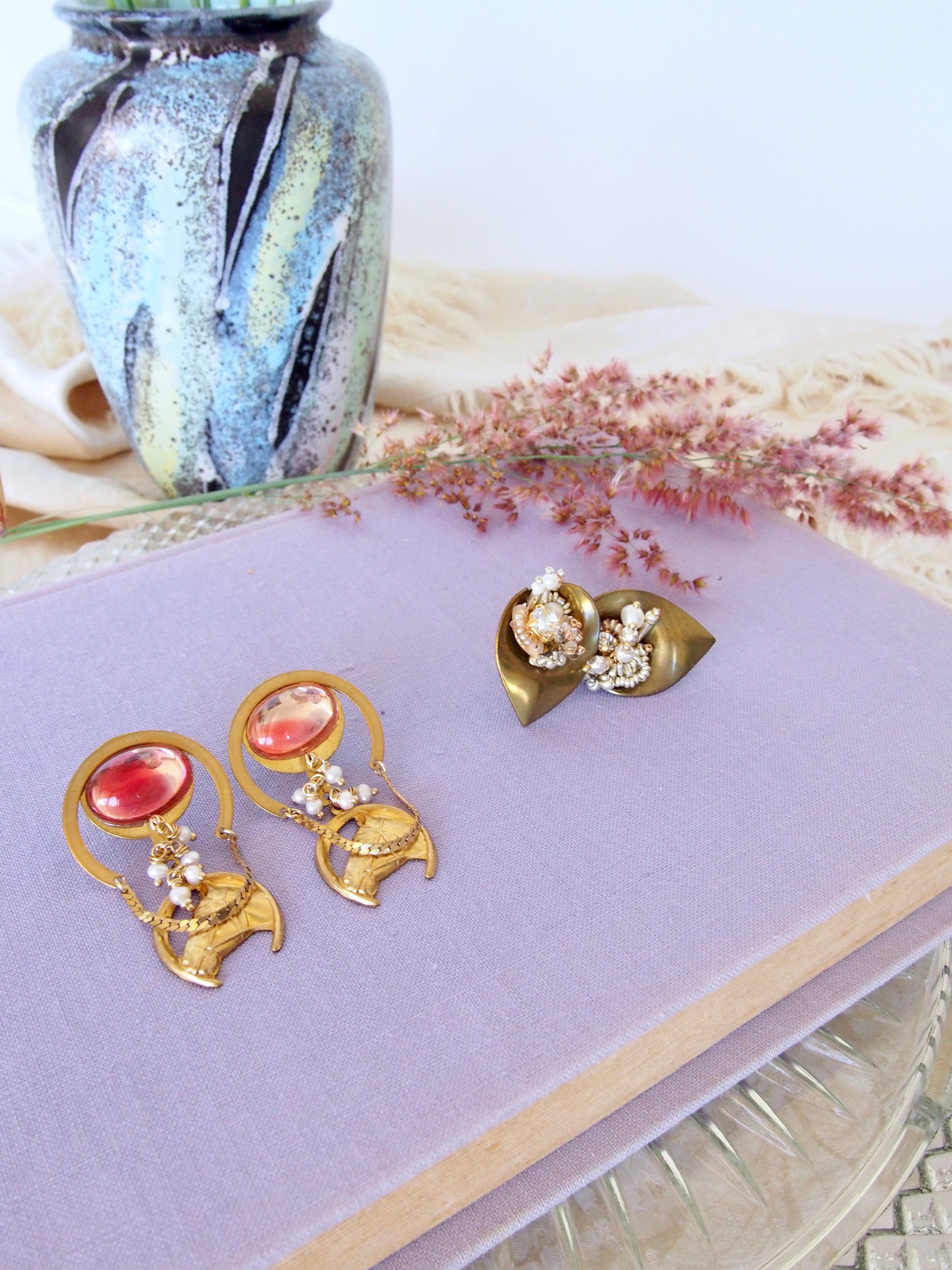 " Lily collage earrings "【 Le jardin secret 】