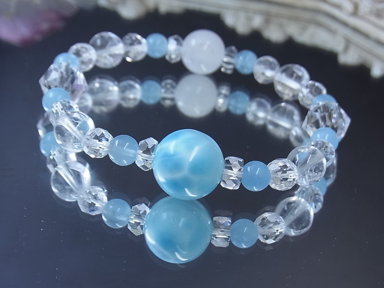 良質,大玉】ラリマーブレスレット美品希少天然平和