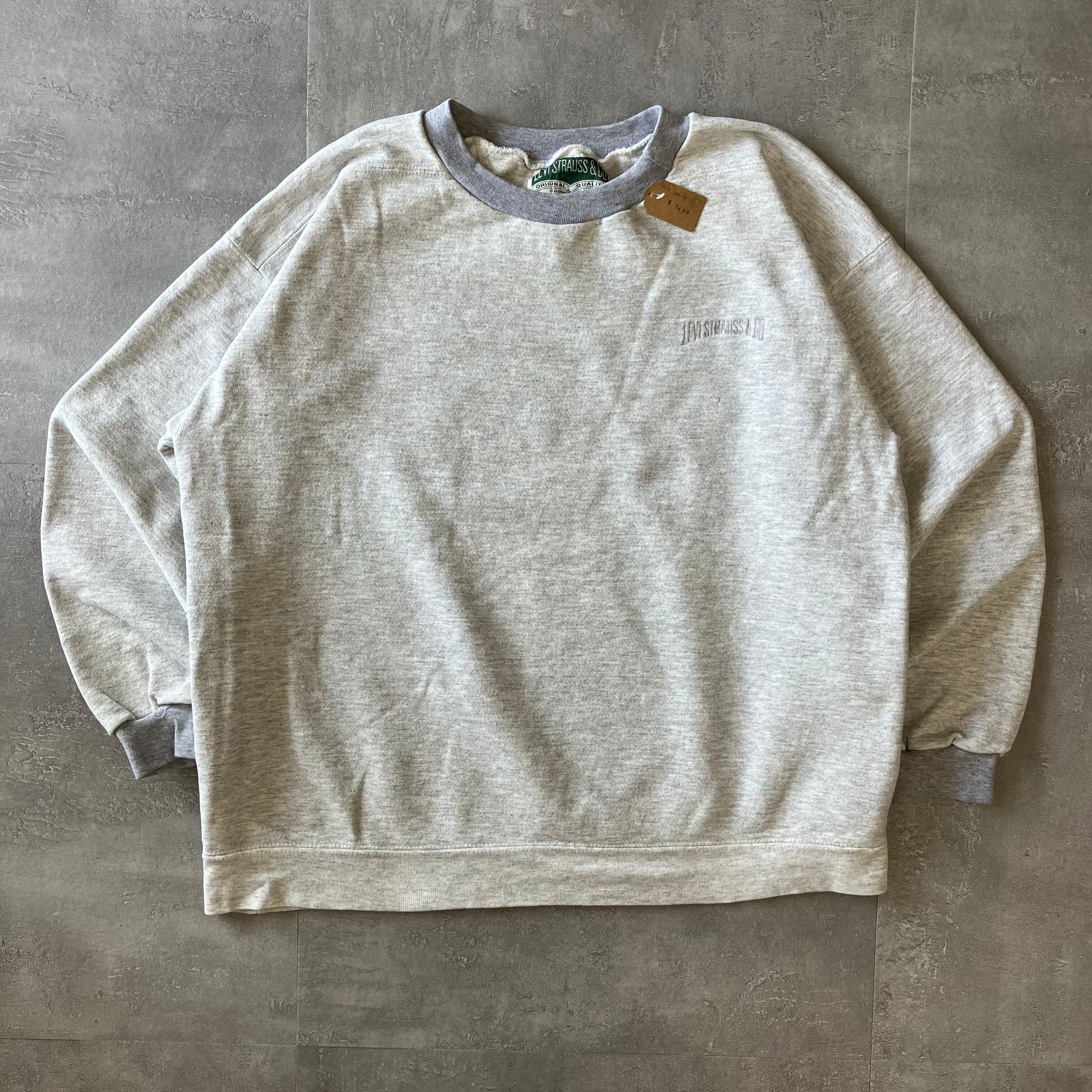 levis 90s スウェット ツートン グレー ワンポイント刺繍 L No.1912