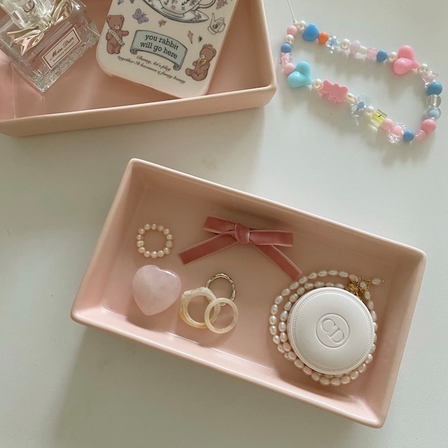 pinky coral ceramic tray / ピンキー コーラル セラミック トレー プレート 韓国インテリア雑貨