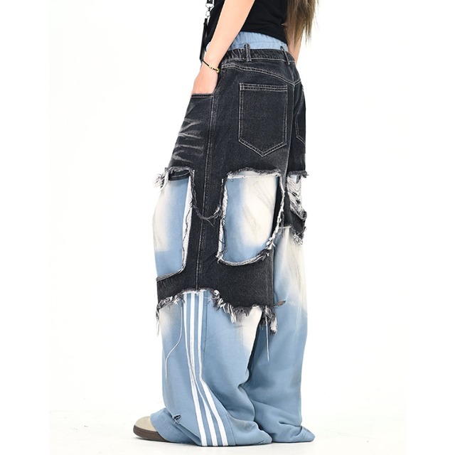 distressed fake two-piece pants　ダメージフェイクツーピースパンツ　J1423