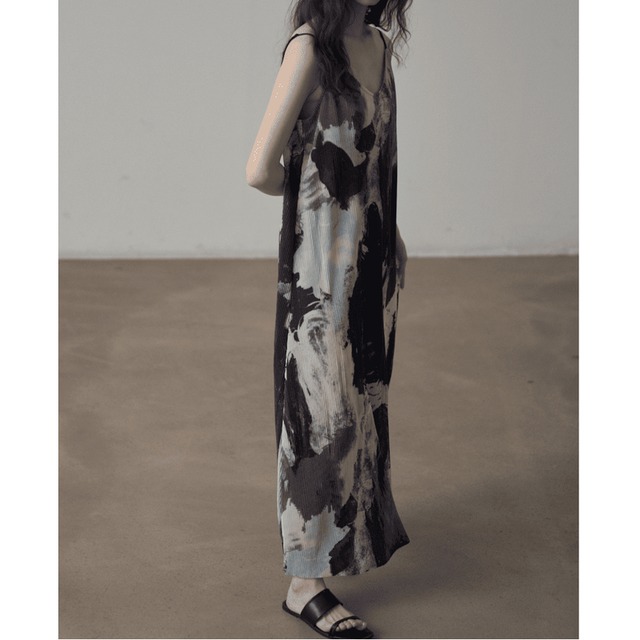 abstract-print maxi camisole one-piece 10748