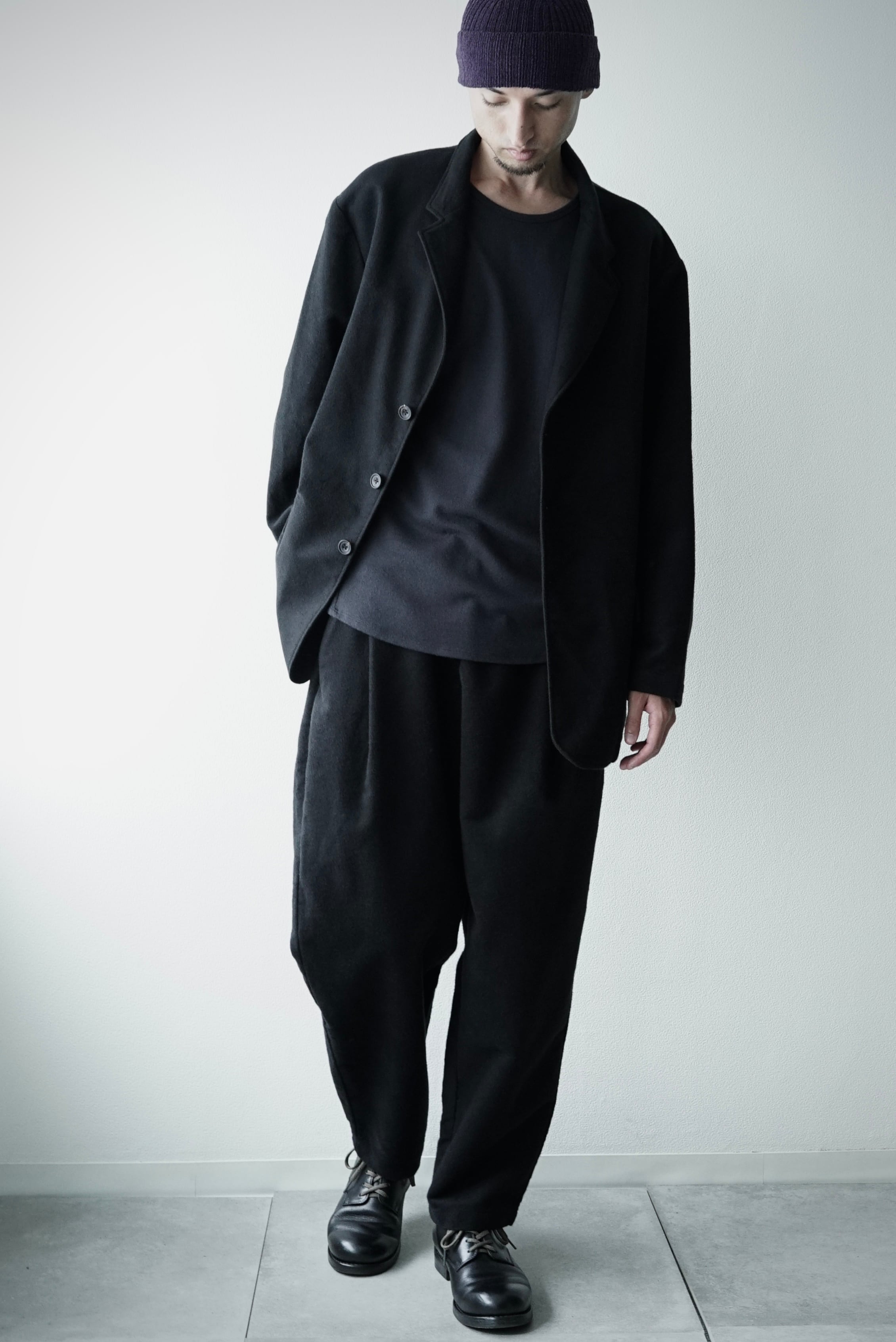 Cotton/Silk Mole Skin / Classic Jacket (Napped_BLACK) | C O L I N A