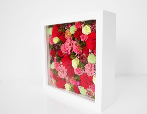Framed preserved flower arrangement*Pink Square(フレームフラワーM＊プリザーブドフラワー＊ピンク)