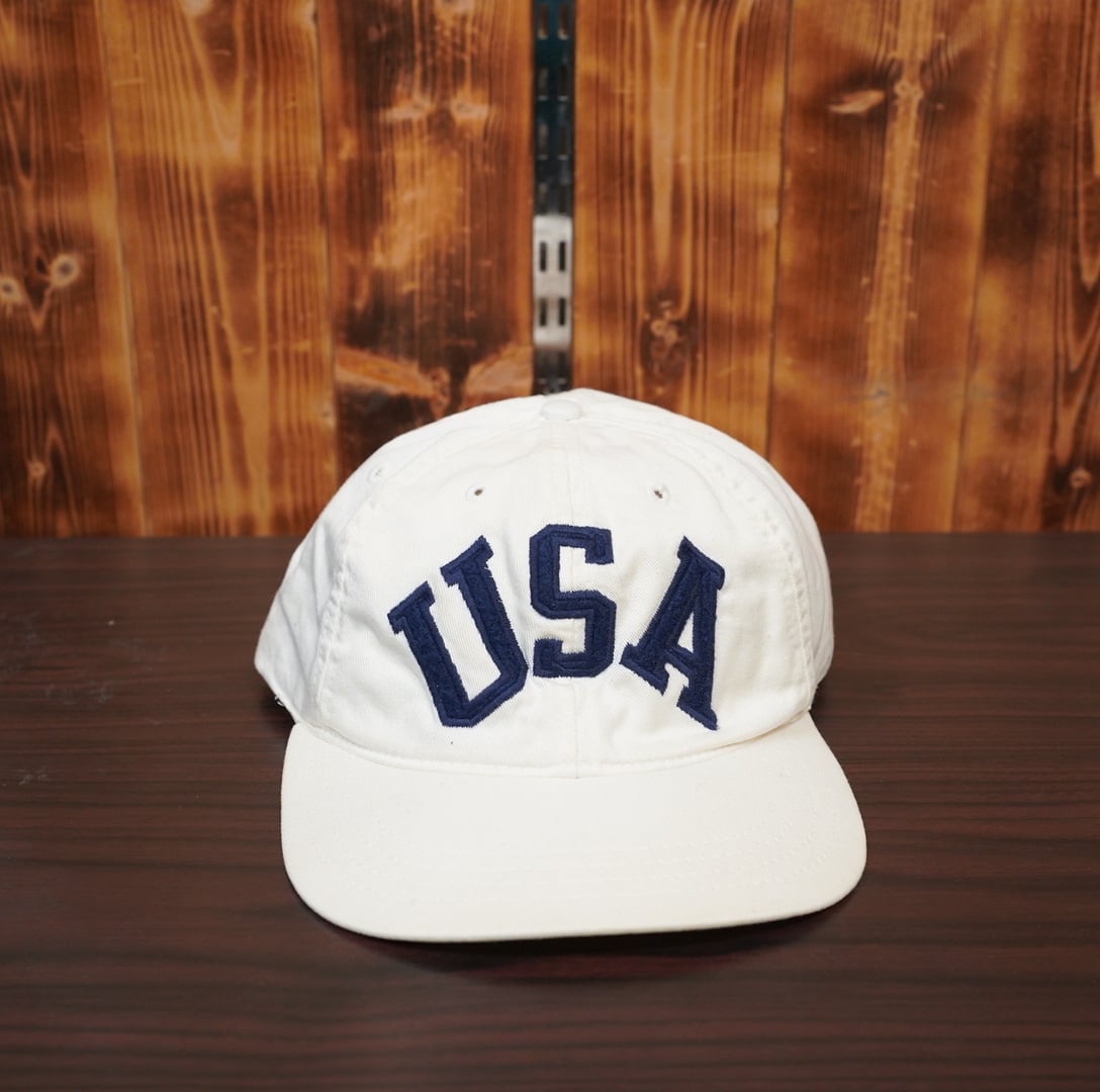 90s USA製 Polo Ralph Lauren キャップ XL/帽子 ラルフローレン 白