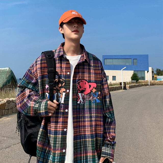 予約販売】シャツ 長袖 ネルシャツ フランネル メンズ オーバーサイズ