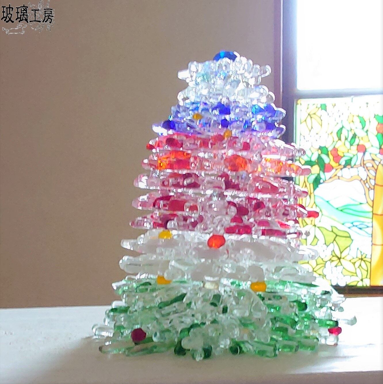 チェコガラス/ガラスツリー/カラフル/卓上ツリー/クリスマス/ラインストーン チェコガラス/ガラスツリー/カラフル/卓上ツリー/クリスマス/ライン