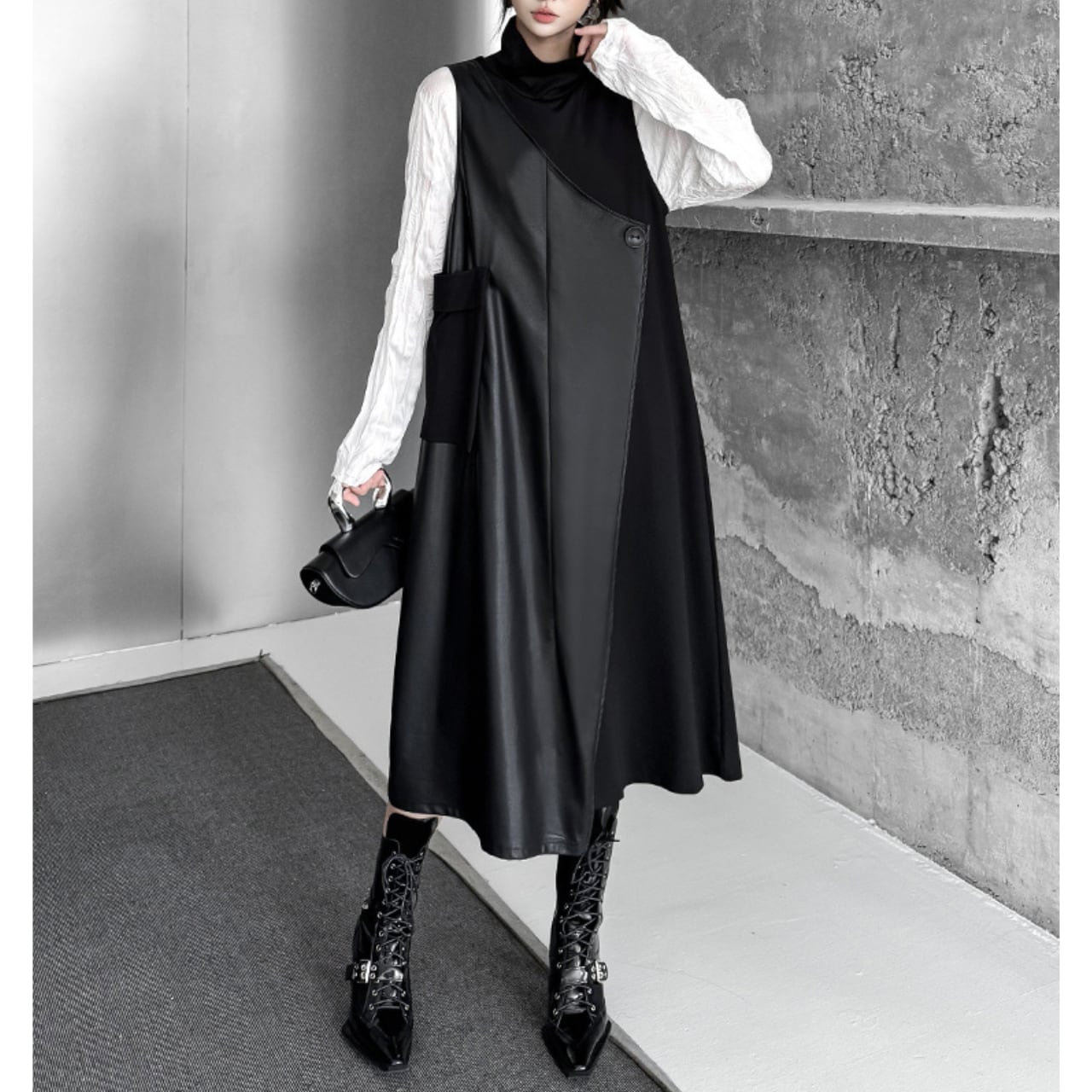 アシンメトリー ラップ風 ノースリーブワンピース 00368