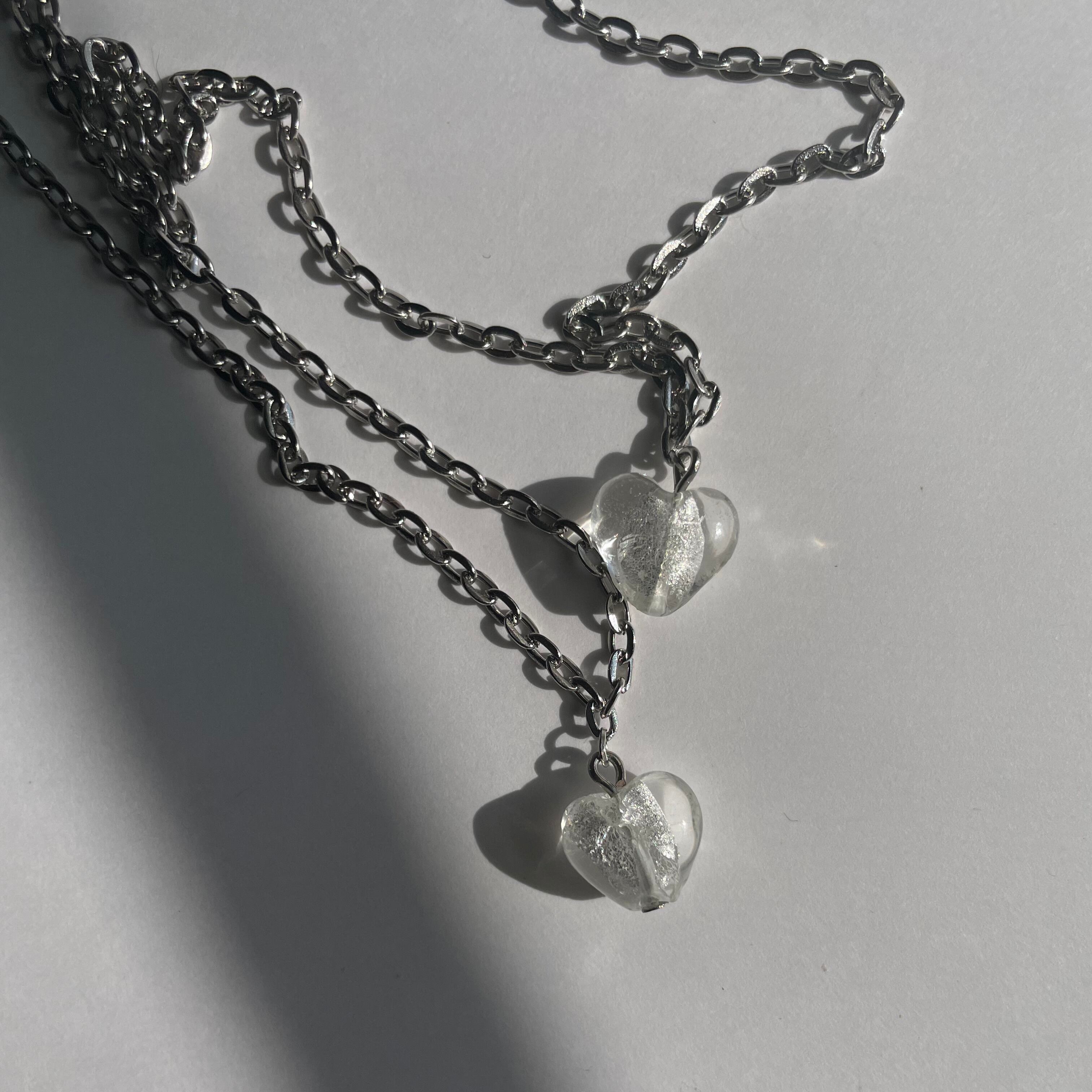 2点　glass heart chain necklace39seliouwhim