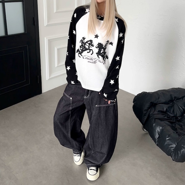 カウボーイグラフィックスターラグランワッフルTシャツ 2col R02544