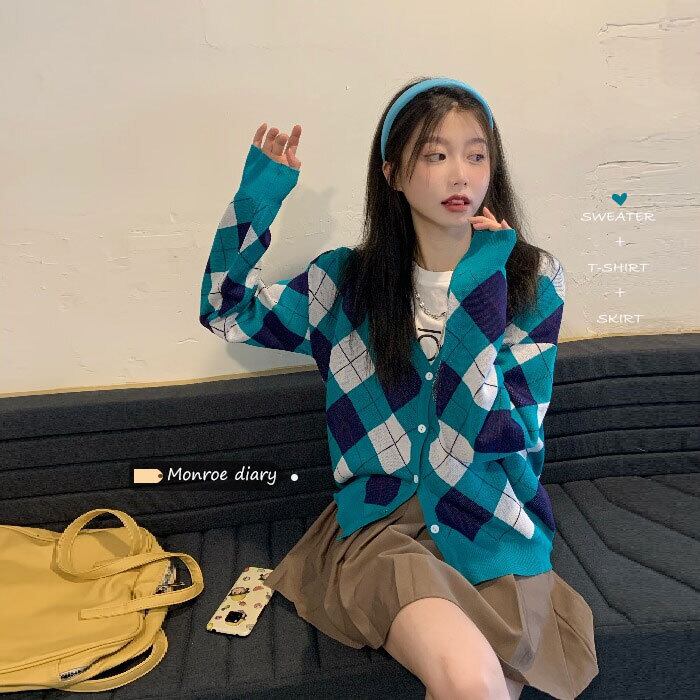 スタイルスタンダードVネックニットカーディガンスプリングオータム薄手アウターセーター コート ルーズトップス ロング レトロ 春物 秋物 モンロー15194077266