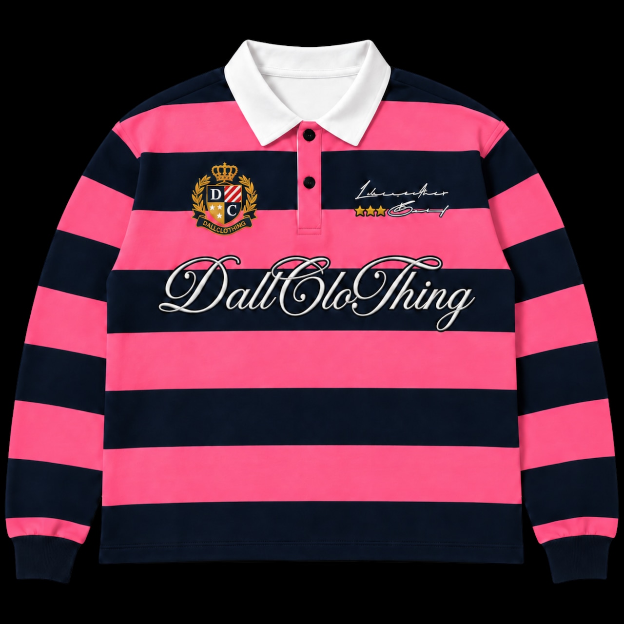 SCRIPT LOGO STRIPED RUGBY POLO SHIRT