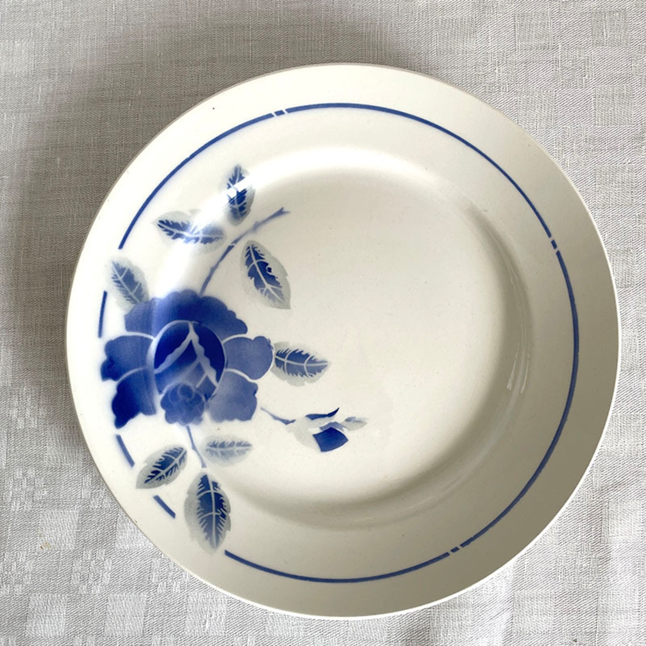 大皿　プレート　サンタマン　Moulin des Loups et Hamage 青い花　ステンシル　 19twd31