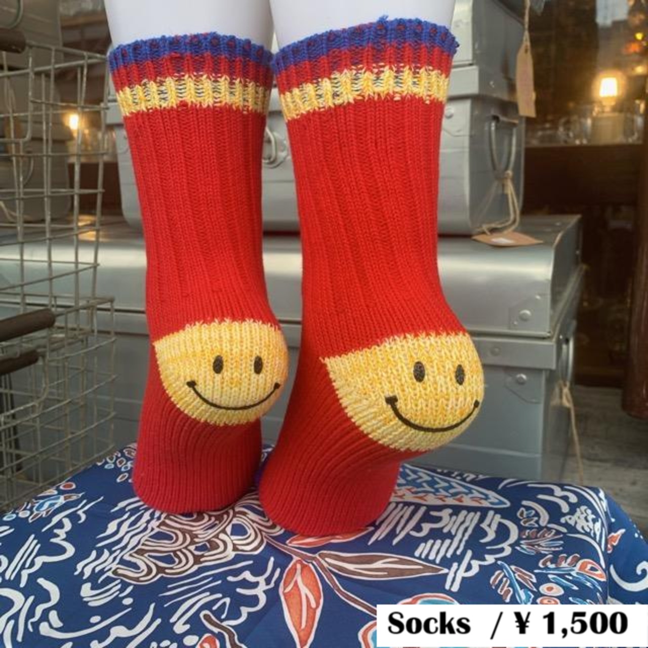TOPANGA SOCKS　Lady's 　スマイルソックス　レッド