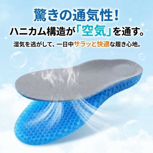 インソール 衝撃吸収 中敷き ゲル ハニカム ジェル 立ち仕事 疲労軽減 スポーツ かかと 土踏まず ウォーキング ランニング メンズ レディース 靴 22.5cm〜28.0cm サイズ調整可能 スニーカー 革靴 安全靴 蒸れない 通気性 快適 疲れにくい ぷにぷに プレゼント ギフト cw-a-6693