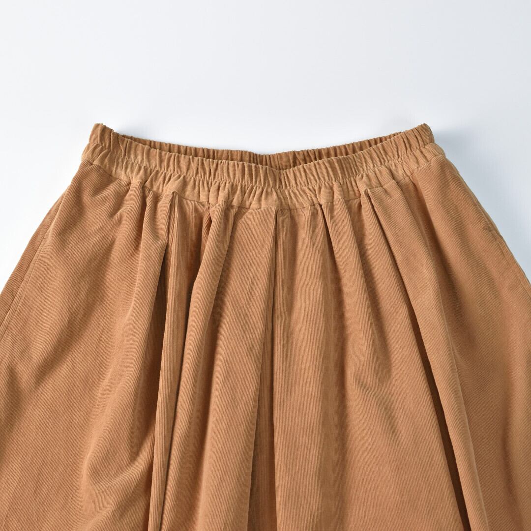 Sarahwear サラウエア アズマダキ・ファインコーデュロイ・ボックスタックスカート・ベージュ【送料無料】