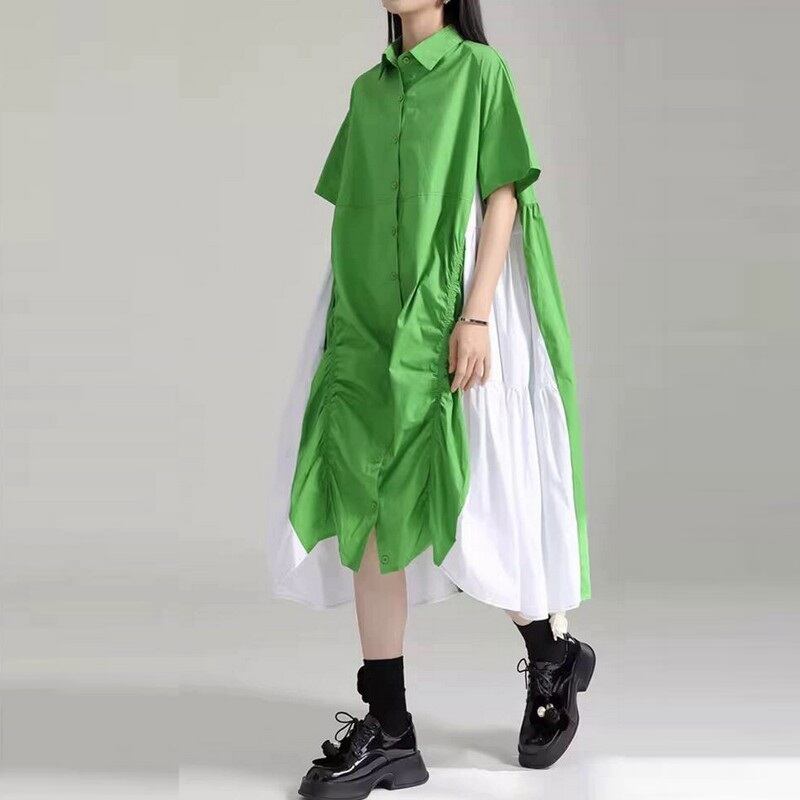 スリムプリーツロングワンピース A0182