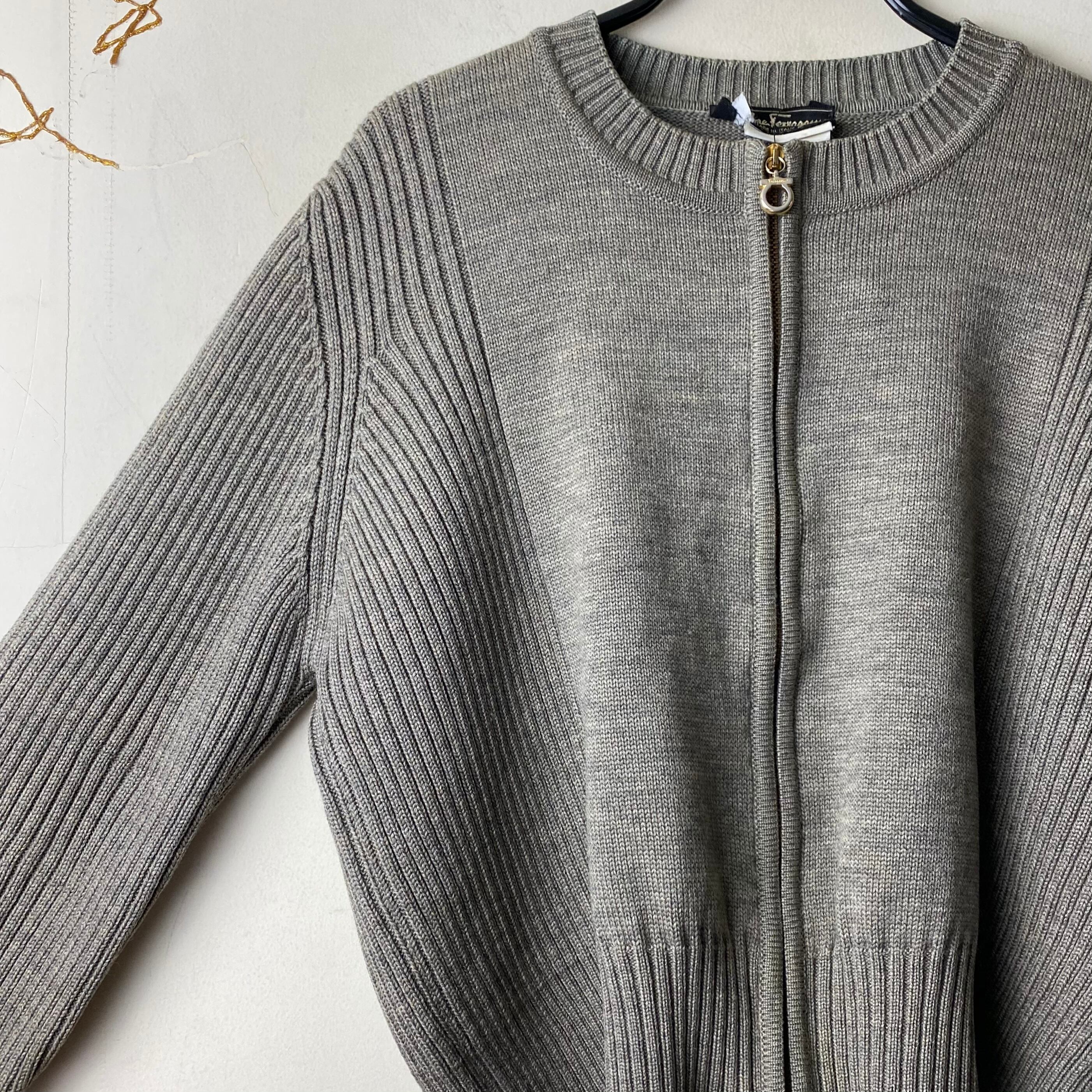 トップス archive retro ferragamo knit cardigan vintage SALVATORE FERRAGAMO zip-up knit cardigan | NOIR ONLINE