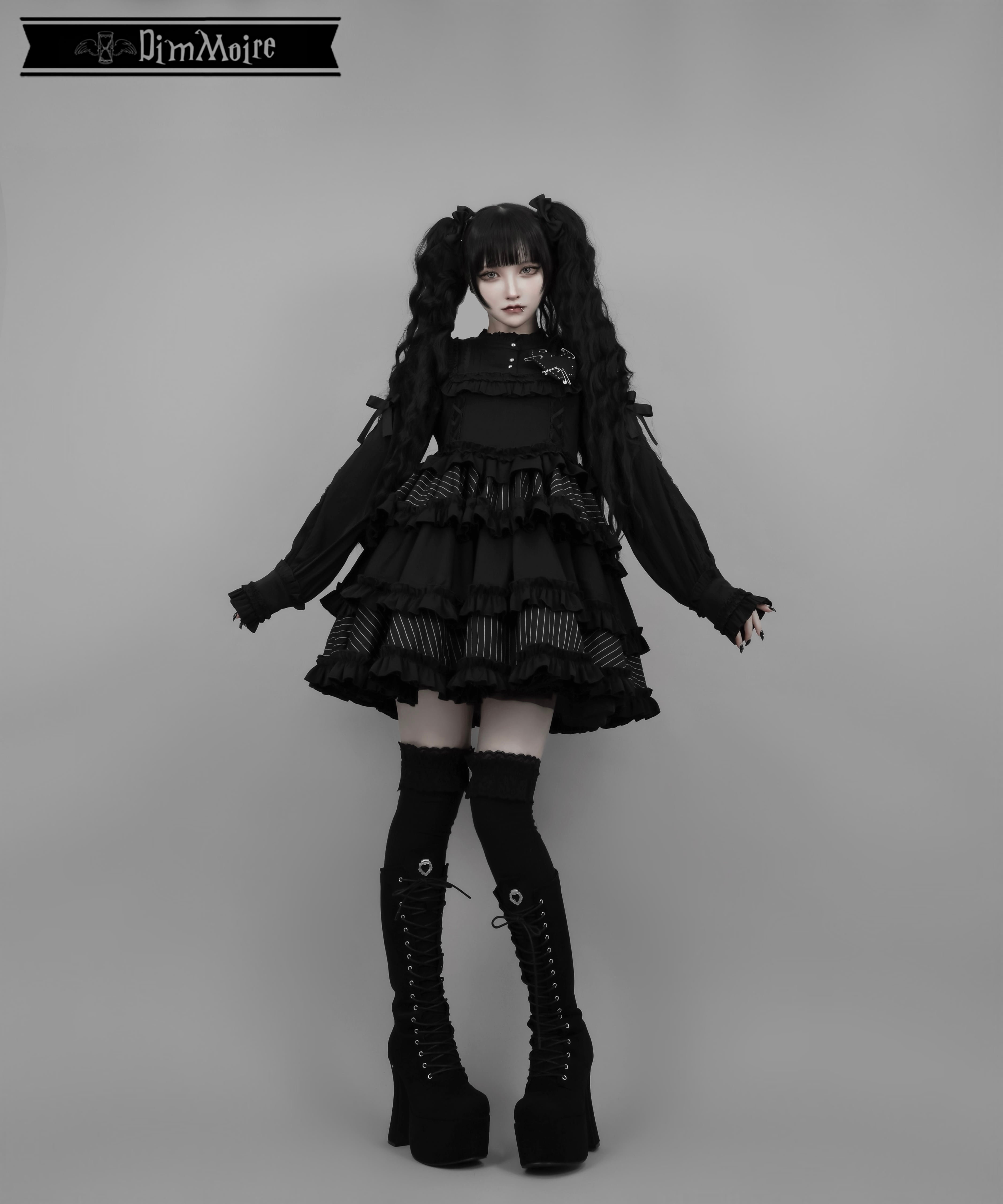 Dimmoire M フリルに埋もれて見る悪夢ドレス Black&White Dimmoire M フリルに埋もれて見る悪夢ドレス Black&White