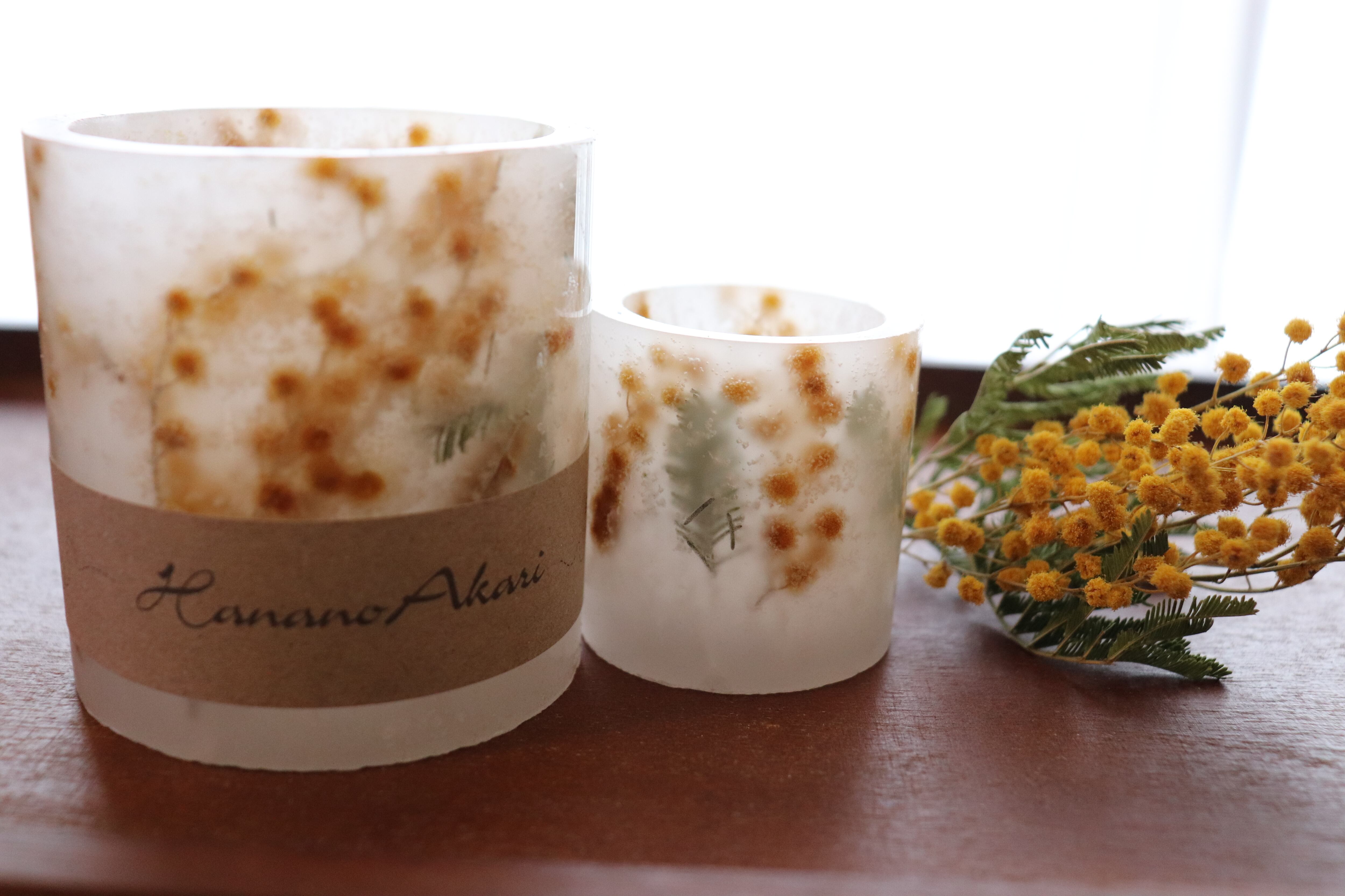 再販 ボタニカルキャンドルランタン ミモザ Mitsubakobo