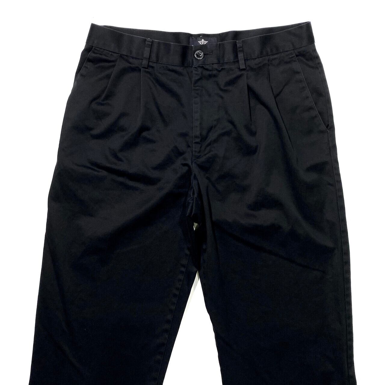 90s ドッカーズ dockers ツータック スラックスパンツ ブラックw34 DOCKERS ドッカーズ ツータック スラックスパンツ メンズW34 古着