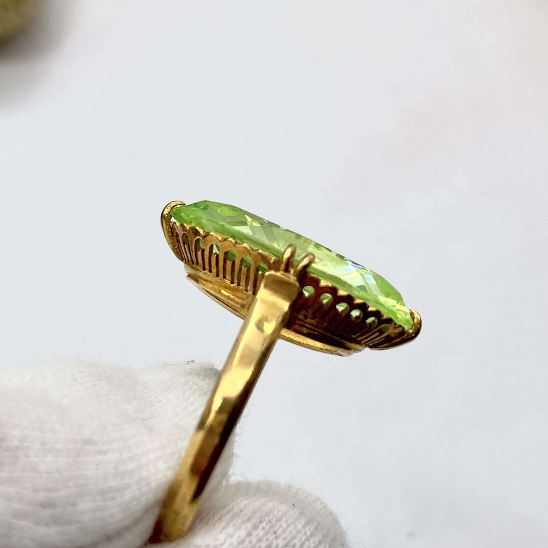 緑色の花模様 昭和十年日本の硬貨 コインリング 15号 K18 昭和