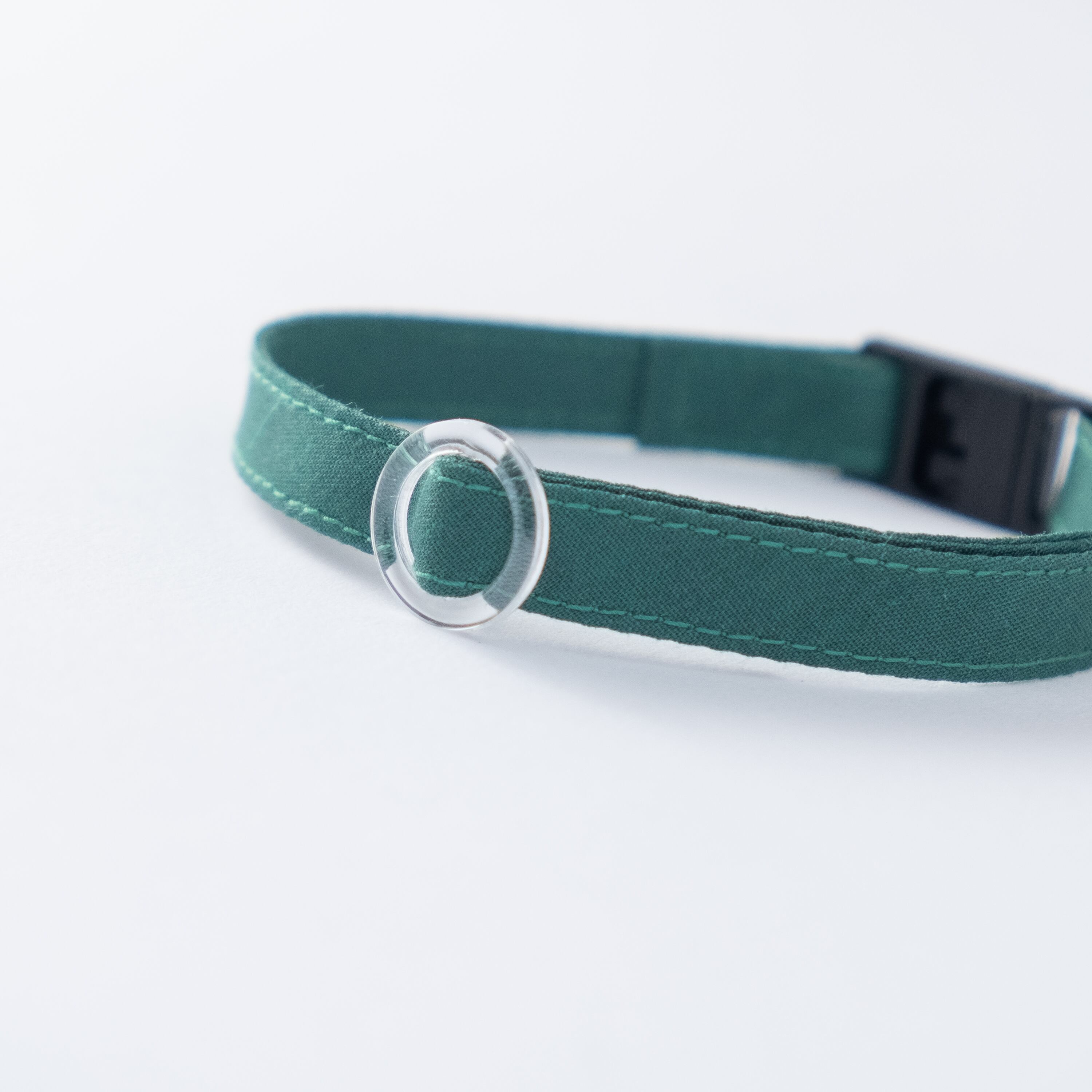 猫にやさしい布首輪】フォレストグリーン|軽量3g|やわらか|安全