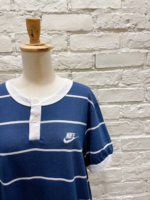 80年代 NIKE ヘンリーネック ボーダーリンガーTシャツ USA製