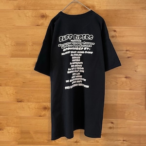 【RUFF RIDERS】音楽レーベル Tシャツ HIPHOP バイク XL ビッグサイズ アーチロゴ バックプリント 半袖 US古着 アメリカ古着