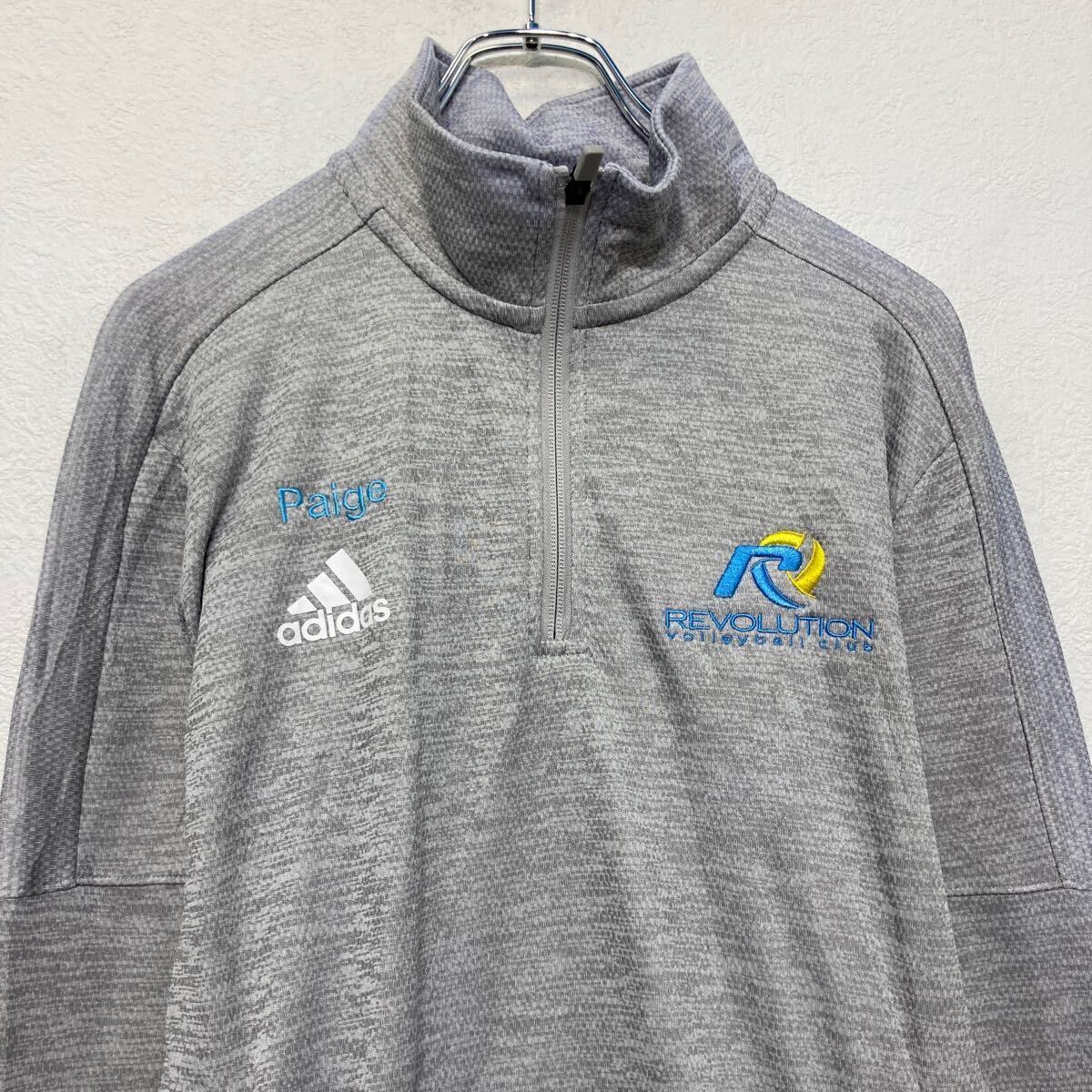 adidas ブルーグレー ジップアップジャケット　古着 adidas ジャージ アディダス L グレー フルジップ スポーツウェア 古着