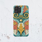 受注生産 iPhoneケース 渦巻きと花のサイケ民芸｜フォークアート PSYF007B