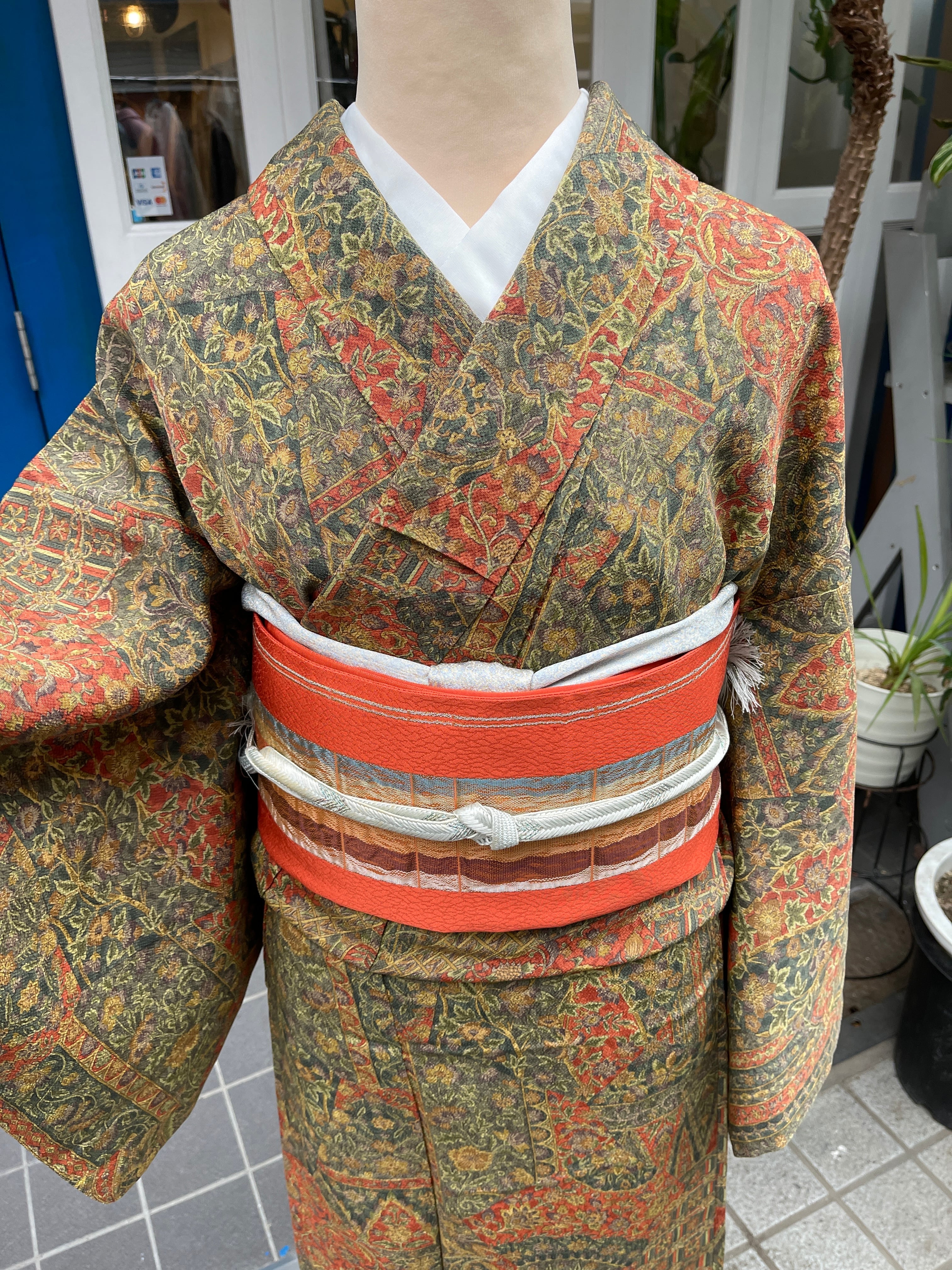 ◇小柄さん向け着物フルセット ウール小紋 葉文様 普段着 ◇小柄さん向け着物フルセット ウール小紋 葉文様 普段着 【公式通販】