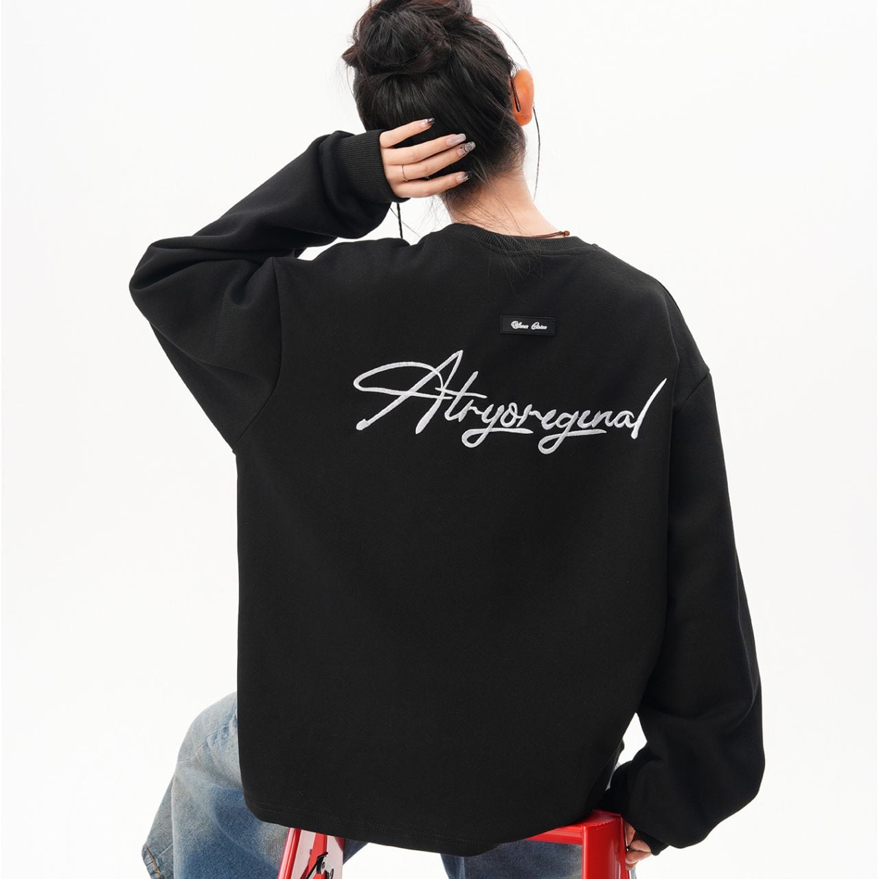 バックレタリングカジュアルトレーナー 2col R00982