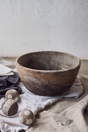 大きな木枯れうつわ-antique wood bowl