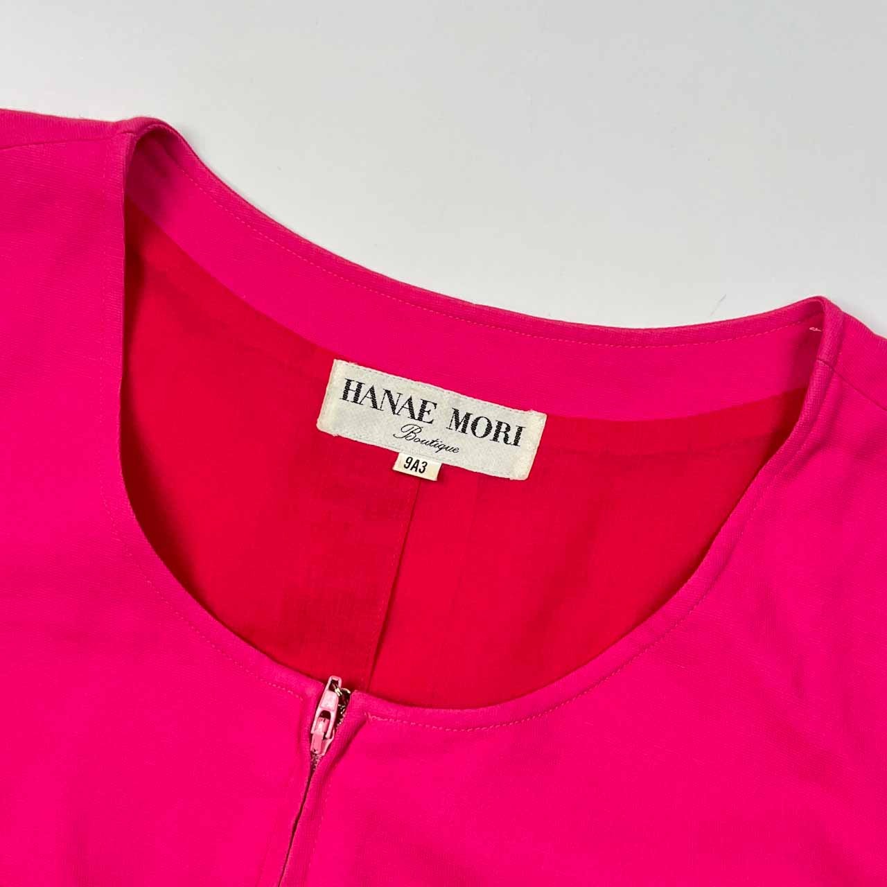 上下 HANAE MORI ハナエモリ 半袖 ジャケット キュロット 9A3/ビビッドピンク レディース レトロ ビンテージ