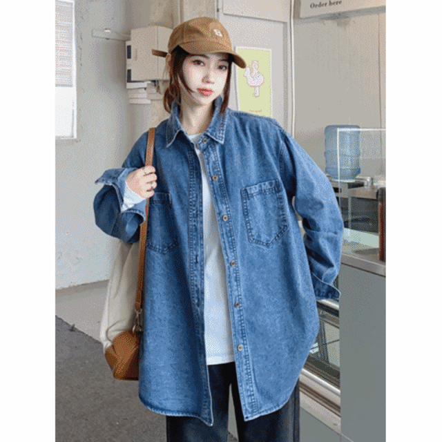 高レビュー ボーイな 韓国ファッション デザインセンス 大人気 デニムシャツ アウター