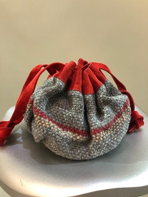 Maria La Rosa （マリアラローザ）　イタリア製　巾着バッグ　Kathrine small Grey/Red