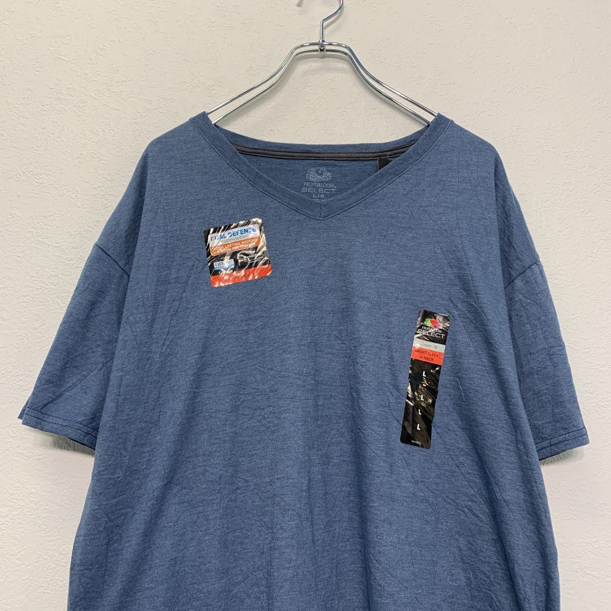 FRUIT OF THE LOOM Vネック 半袖 Tシャツ L ブルー系 フルーツオブザ 